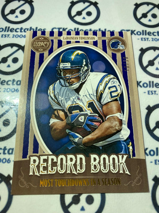 2019 Nfl Panini Legacy LaDainian Tomlinson Blue Record book #40/50 #RB-LT Chargers