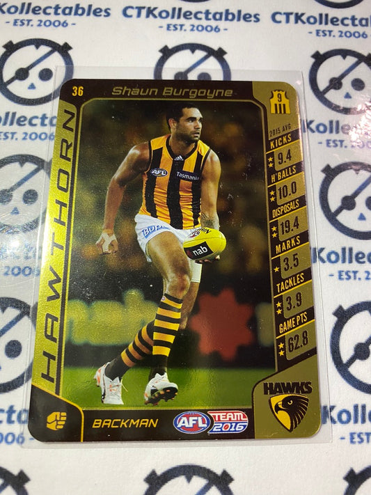 2016 AFL Teamcoach gold #36 Shaun Burgoyne Hawks