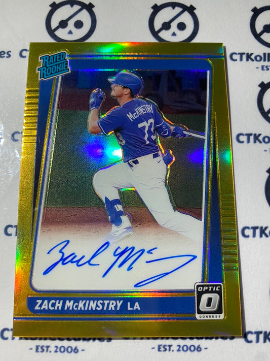 2021 Panini Donruss Optic Baseball Zach McKinstry Rated Rookie Auto Gold #08/10