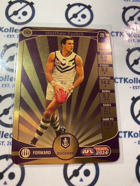 2014 AFL Teamcoach Gold Card #143 Matthew Pavlich Dockers