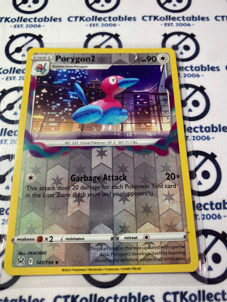 Porygon 2 Reverse Holo #141/196 2022 Sword & Shield Lost Origin Pokemon Card