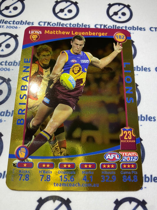 2012 AFL Teamcoach Gold Card - #182 Matthew Leuenberger Lions