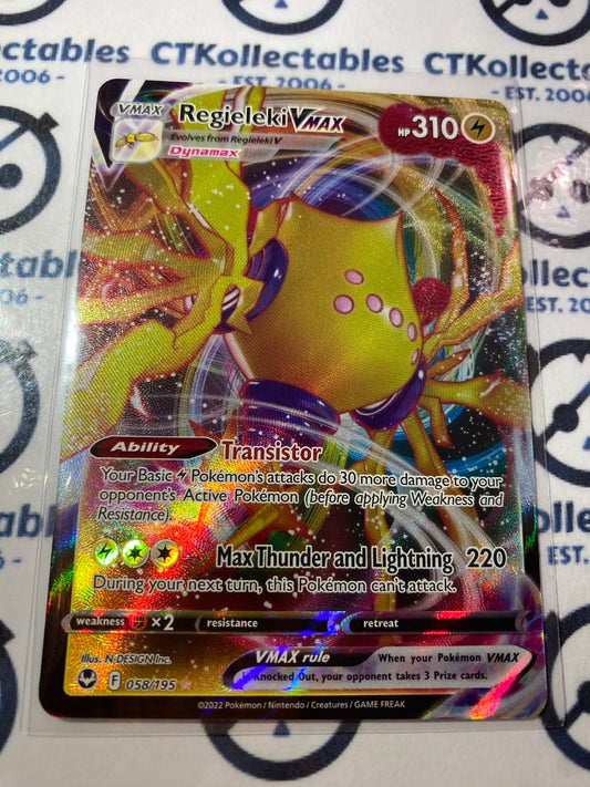 Regileki Vmax Ultra Rare #058/195 2022 Sword & Shield Silver Tempest Pokemon Card