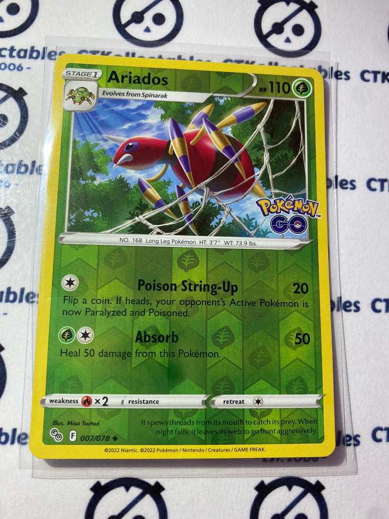 Ariados Reverse Holo Card #007/078 2022 Sword & Shield Pokemon Go Pokemon Card