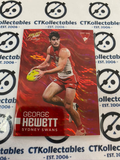 2020 AFL Prestige Red Parallel #171 George Hewett  #108/170 Swans
