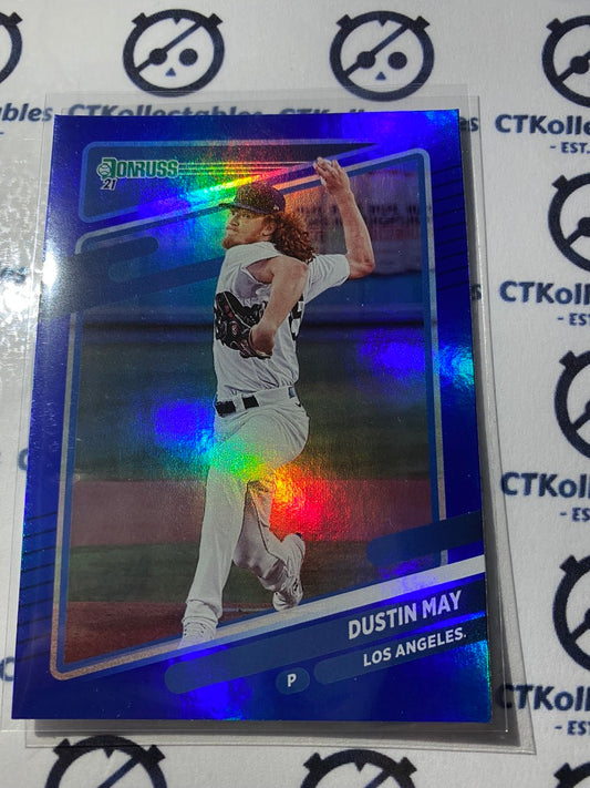 2021 Panini Donruss Baseball Dustin May Blue Foil #158 Los Angeles