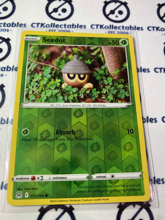 Seedot Reverse Holo #011/196 2022 Sword & Shield Lost Origin Pokemon Card