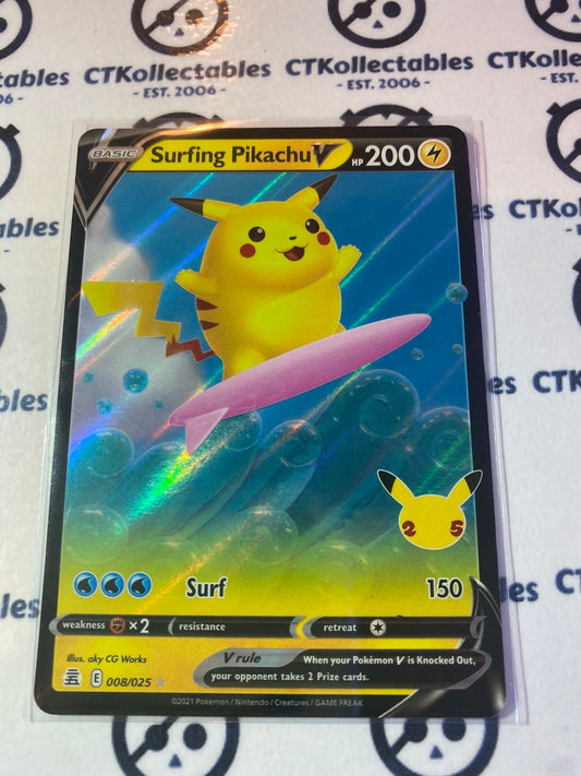 Surfing Pikachu V #008/025 Pokemon Celebrations 25th Anniversary