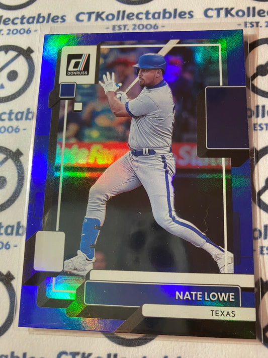 2022 Panini Donruss Baseball Nate Lowe Blue Foil #216 Texas