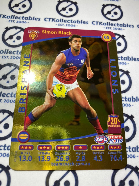 2012 AFL Teamcoach Gold Card - #65 Simon Black Lions
