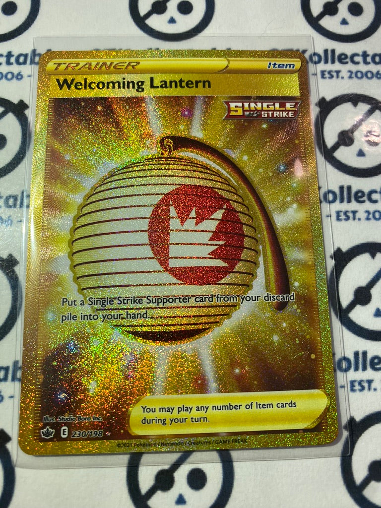 Welcoming Lantern Gold Secret Rare #230/198 Pokémon Card Chilling Reign
