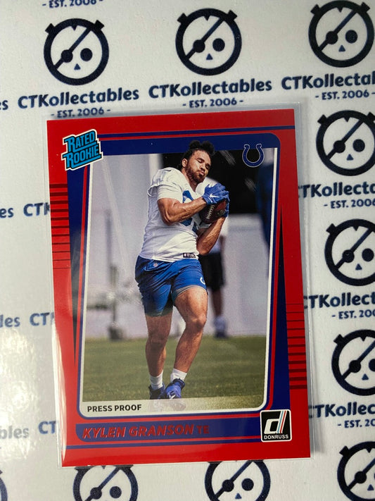 2021 NFL Donruss Press Proof Red Rated Rookie Kylen Granson #321 Colts