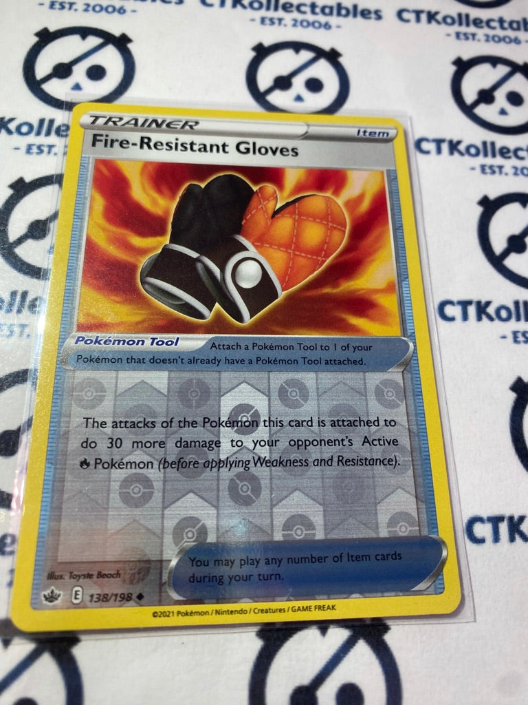 Fire-Resistant Gloves Reverse Holo #138/198 Pokémon Card Chilling Reign