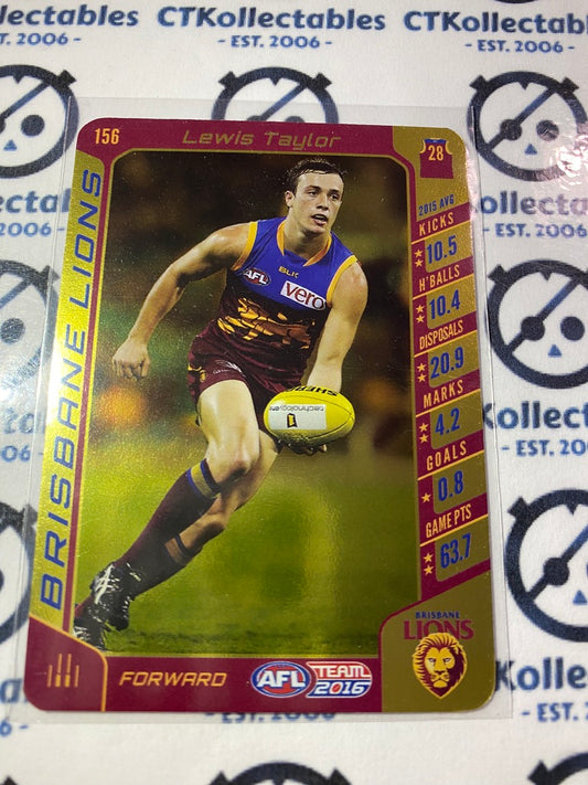 2016 AFL Teamcoach gold #156 Lewis Taylor Lions
