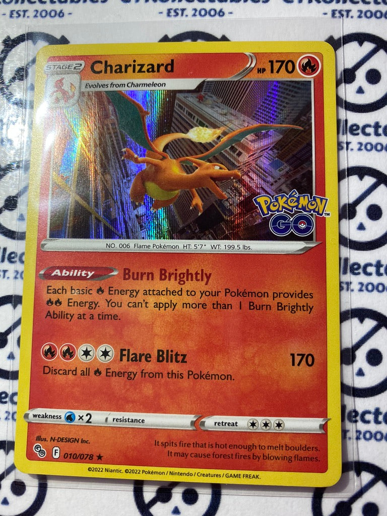Charizard Holo Rare Card #010/078 2022 Sword & Shield Pokemon Go Pokemon Card
