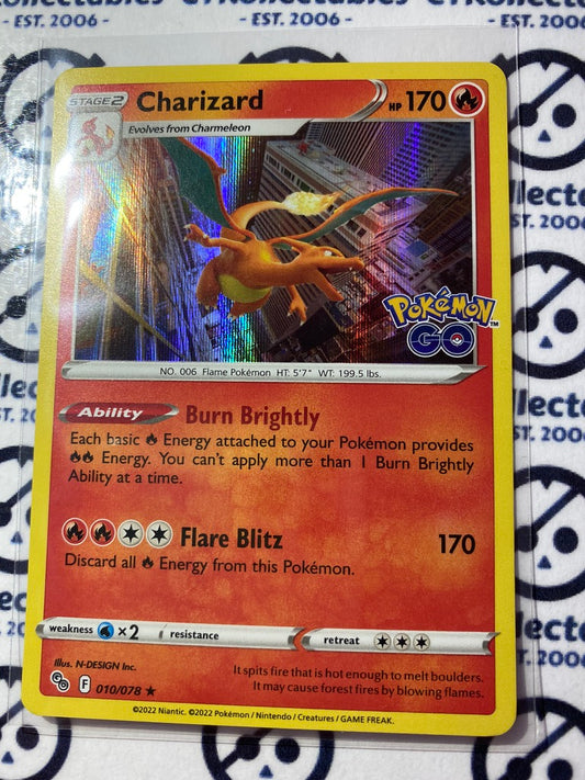 Charizard Holo Rare Card #010/078 2022 Sword & Shield Pokemon Go Pokemon Card