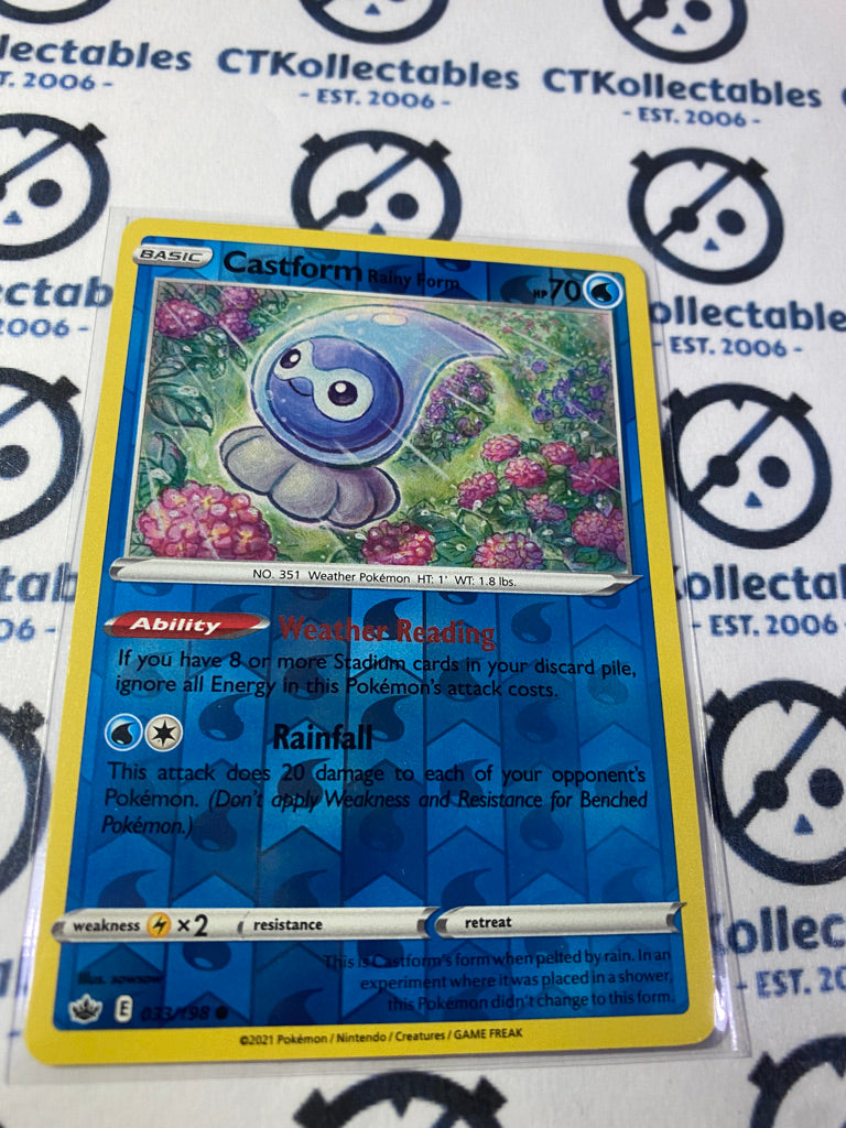 Castform Rainy Form Reverse Holo #033/198 Pokémon Card Chilling Reign