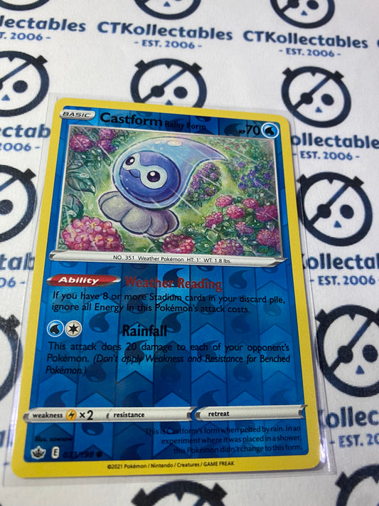 Castform Rainy Form Reverse Holo #033/198 Pokémon Card Chilling Reign