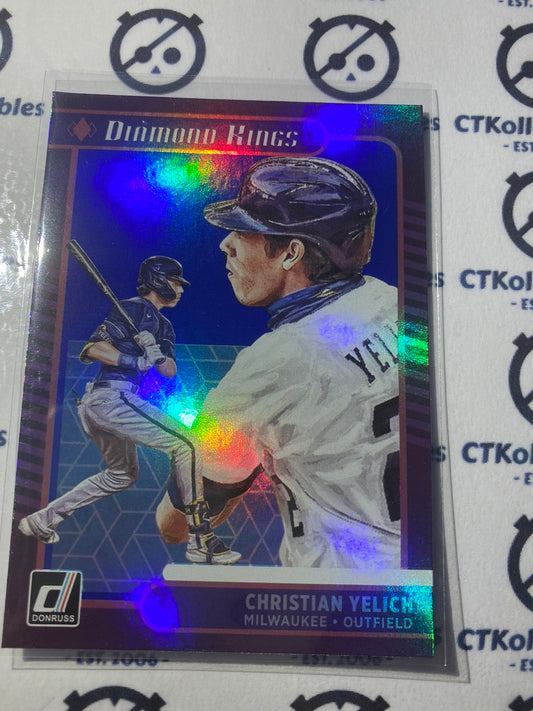 2021 Panini Donruss Baseball Christian Yelich Diamond Kings Blue Foil #24 Milwaukee