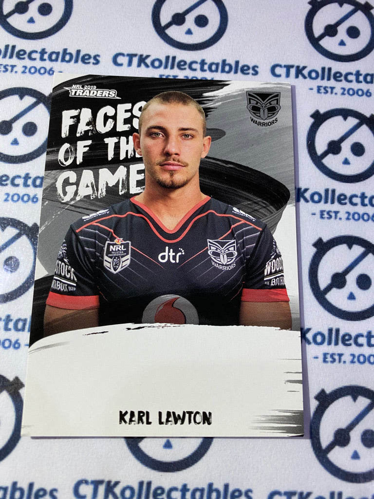 2019 NRL Traders Faces Of The Game Karl Lawton FG57/64 Warriors