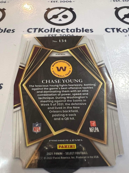 2021 NFL Panini Select Chase Young Premier Level Prizm Black & Gold #134 Washington