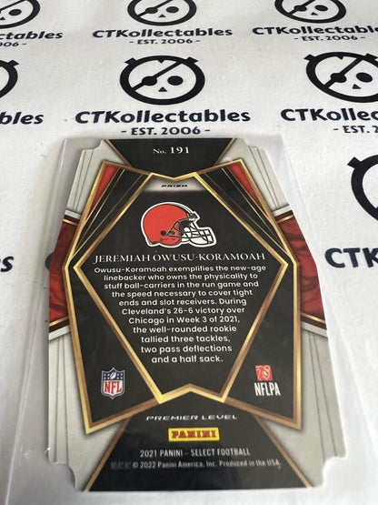 2021 NFL Panini Select Jeremiah Owusu-Koramoah Premier Level Prizm RC Black & Gold #191 Browns