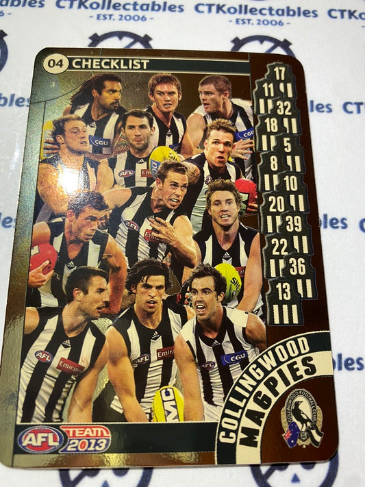 2013 AFL Teamcoach Gold Checklist Card - #04 Collingwood