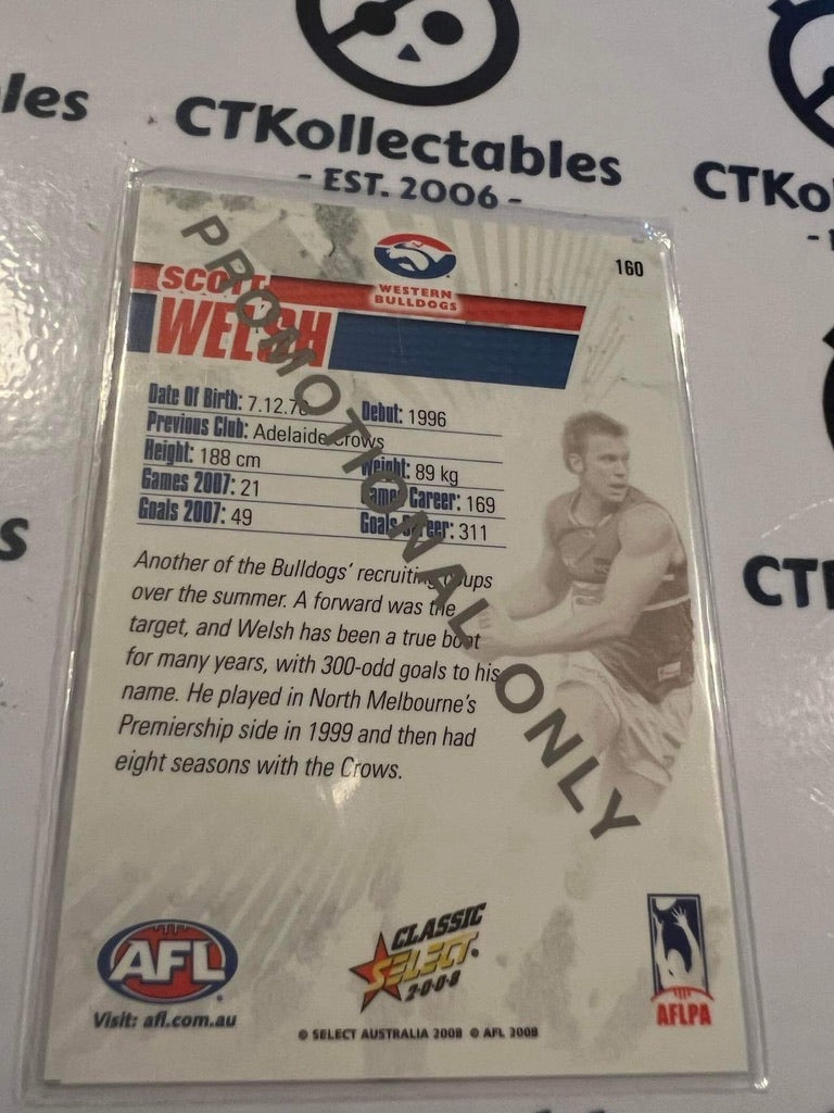 2008 AFL Classic Scott Welsh #160 Promo Card Bulldogs
