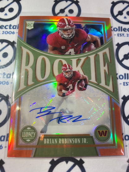 2022 NFL Panini Legacy Premium Brian Robinson Jr. Rookie Auto #028/149 Orange Commanders