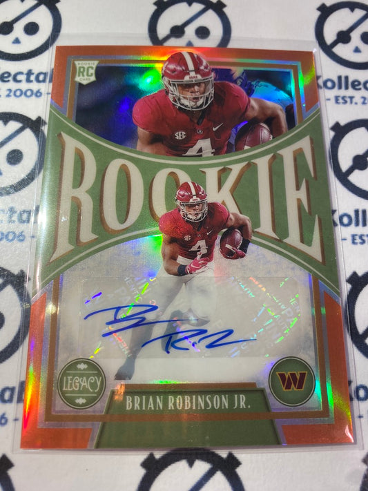2022 NFL Panini Legacy Premium Brian Robinson Jr. Rookie Auto #028/149 Orange Commanders