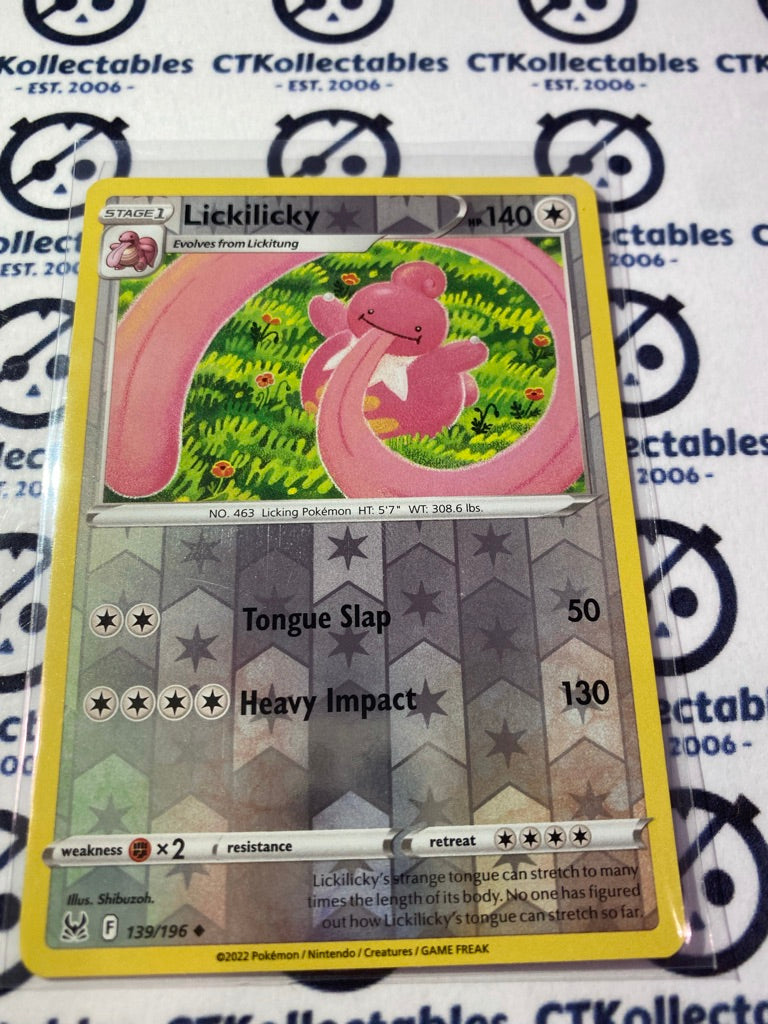 Lickilicky Reverse Holo #139/196 2022 Sword & Shield Lost Origin Pokemon Card