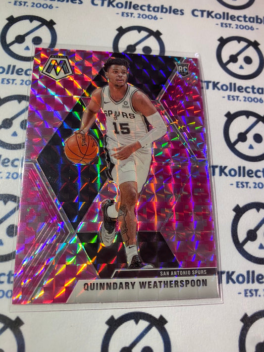 2019-20 Panini Mosaic Quindary Weatherspoon Pink Prizm RC #204 Spurs