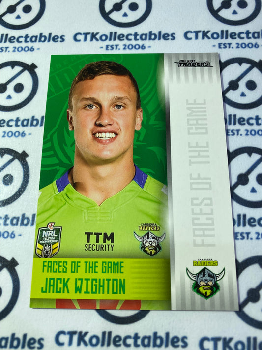 2017 NRL Traders Face Of The Game Jack Wighton FG6/48 Raiders