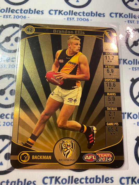 2014 AFL Teamcoach Gold Card #42 Brandon Ellis Tigers