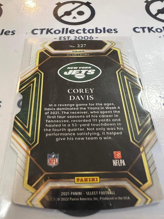 2021 NFL Panini Select Corey Davis Club Level Prizm Black & Gold #227 Jets