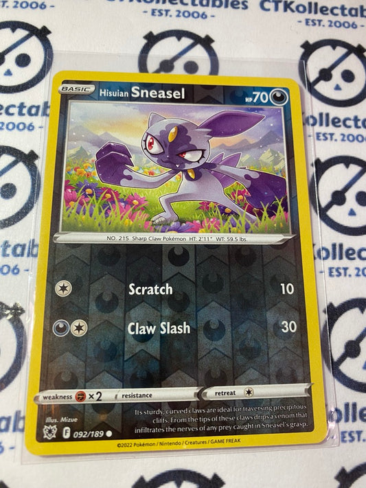Hisuian Sneasel #092/189 Reverse Holo 2022 Sword & Shield Astral Radiance Pokemon Card