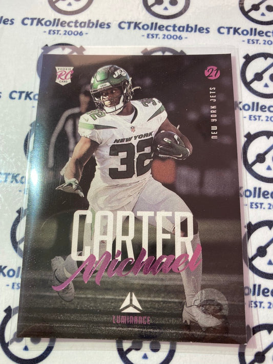2021 NFL Chronicles Luminance Michael Carter Pink Rookie Card RC #207 Jets
