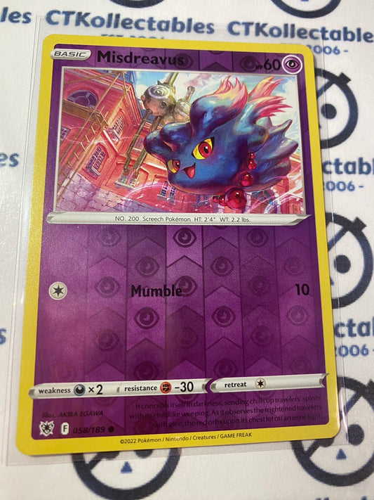 Misdreavus Reverse Holo #058/189 2022 Sword & Shield Astral Radiance Pokemon Card