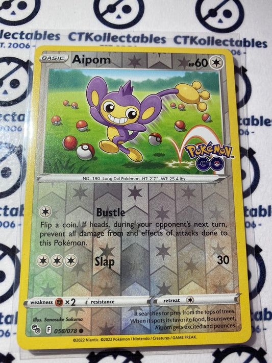 Aipom Reverse Holo Card #056/078 2022 Sword & Shield Pokemon Go Pokemon Card