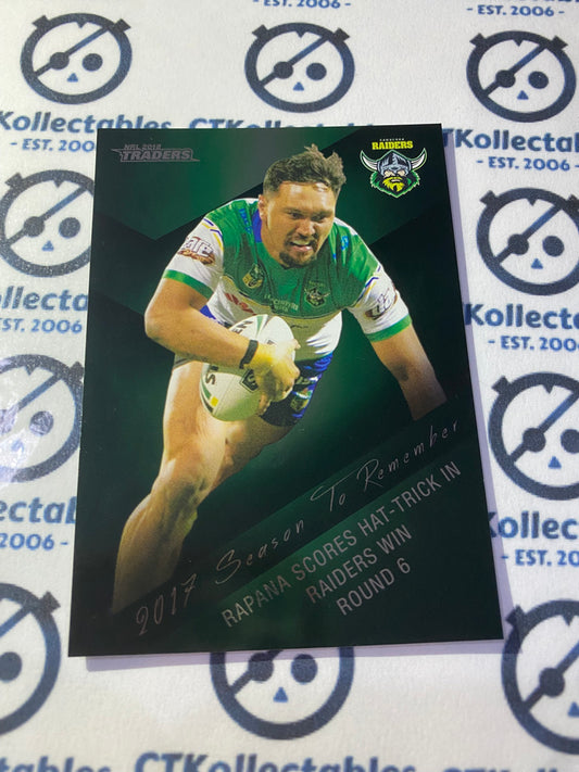 2018 NRL Traders Season To Remember Jarrod Croker #SR6/48 Radiers