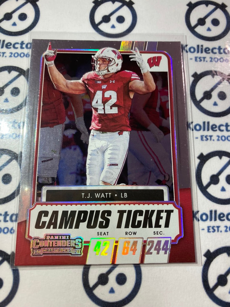 2021 NFL Panini Contenders Draft Picks T.J Watt Campus Ticket #78 Steelers