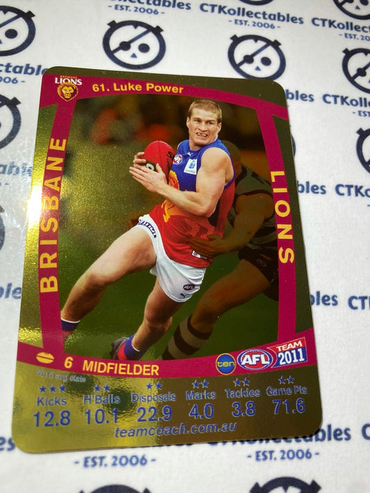 2011 AFL Teamcoach Gold Card- #61 Luke Power Lions