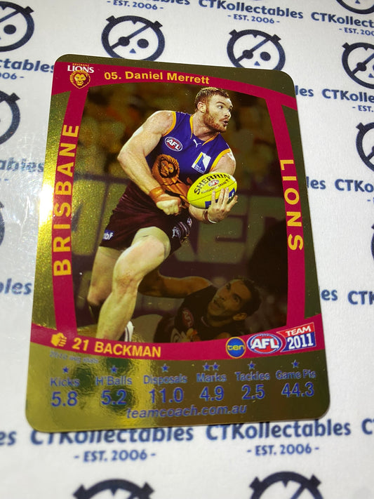 2011 AFL Teamcoach Gold Card- #05 Daniel Merrett Lions