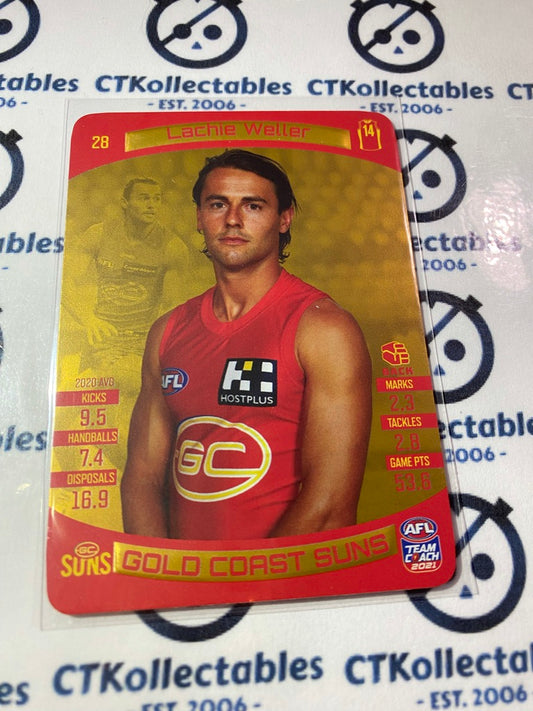2021 AFL Teamcoach Gold Lachie Weller #28 Suns