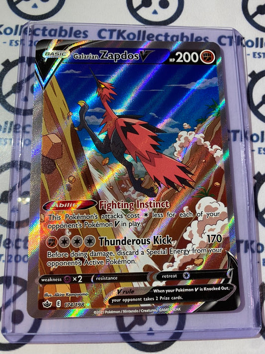 Galarian Zapdos V Alternative Art Full Art #174/198 Pokémon Card Chilling Reign