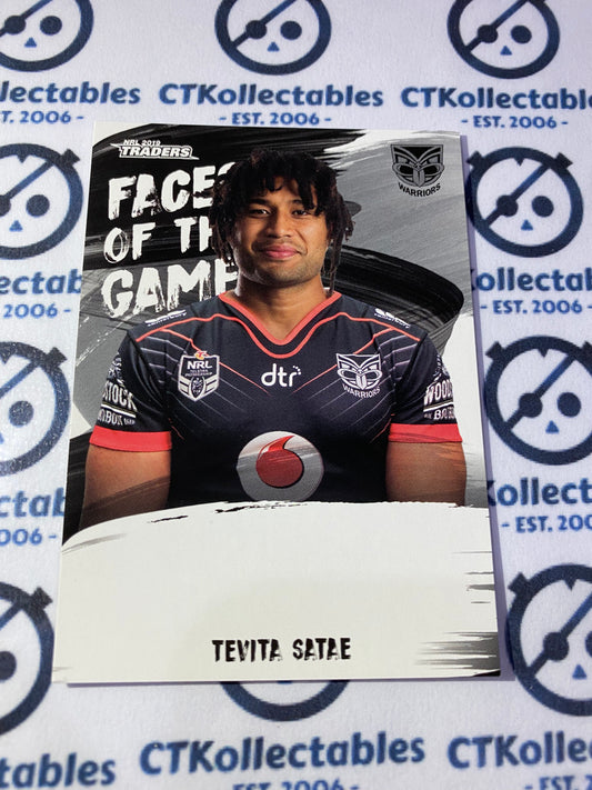 2019 NRL Traders Faces Of The Game Tevita Satae FG59/64 Warriors