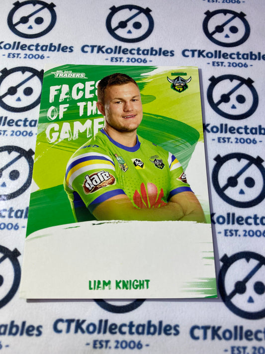 2019 NRL Traders Faces Of The Game  Liam Knight FG07/64 Raiders