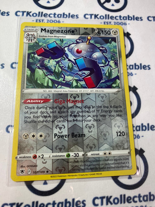 Magnezone Reverse Holo #107/189 2022 Sword & Shield Astral Radiance Pokemon Card
