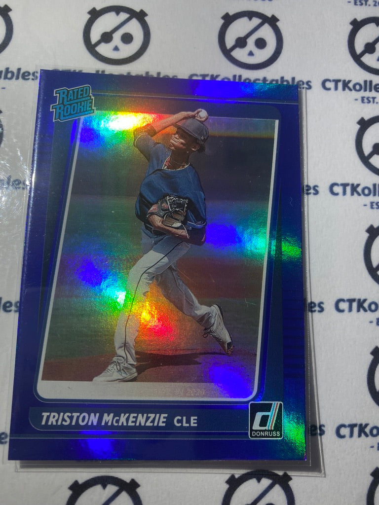 2021 Panini Donruss Baseball Triston McKenzie Rated Rookie Blue Foil #50 Cleveland
