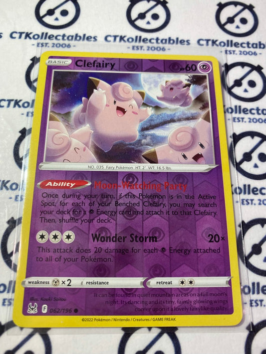 Clefairy Reverse Holo #062/196 2022 Sword & Shield Lost Origin Pokemon Card